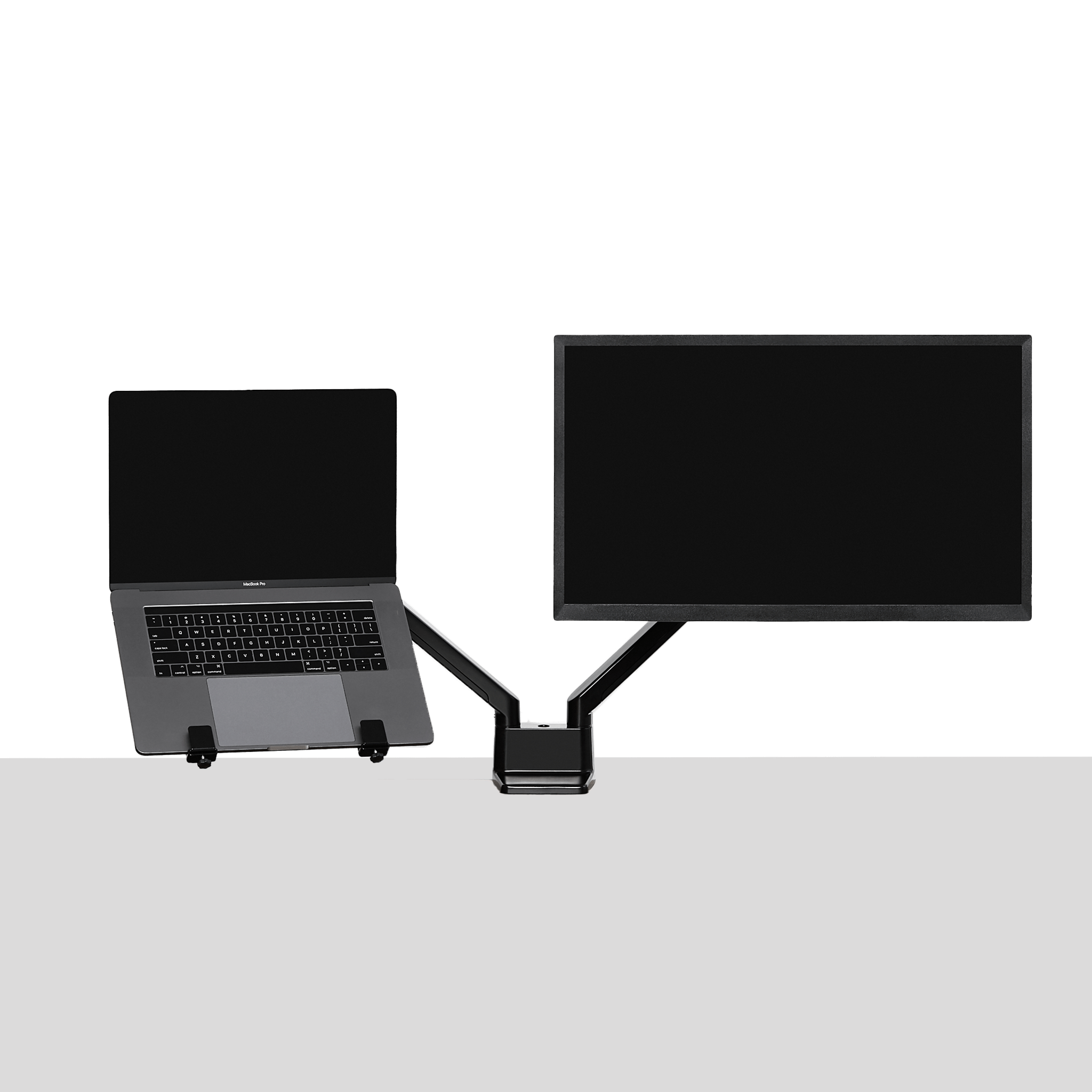 Double Monitor Arm - Black-Dual-Laptop Tray - Noir-Double-Support à portable