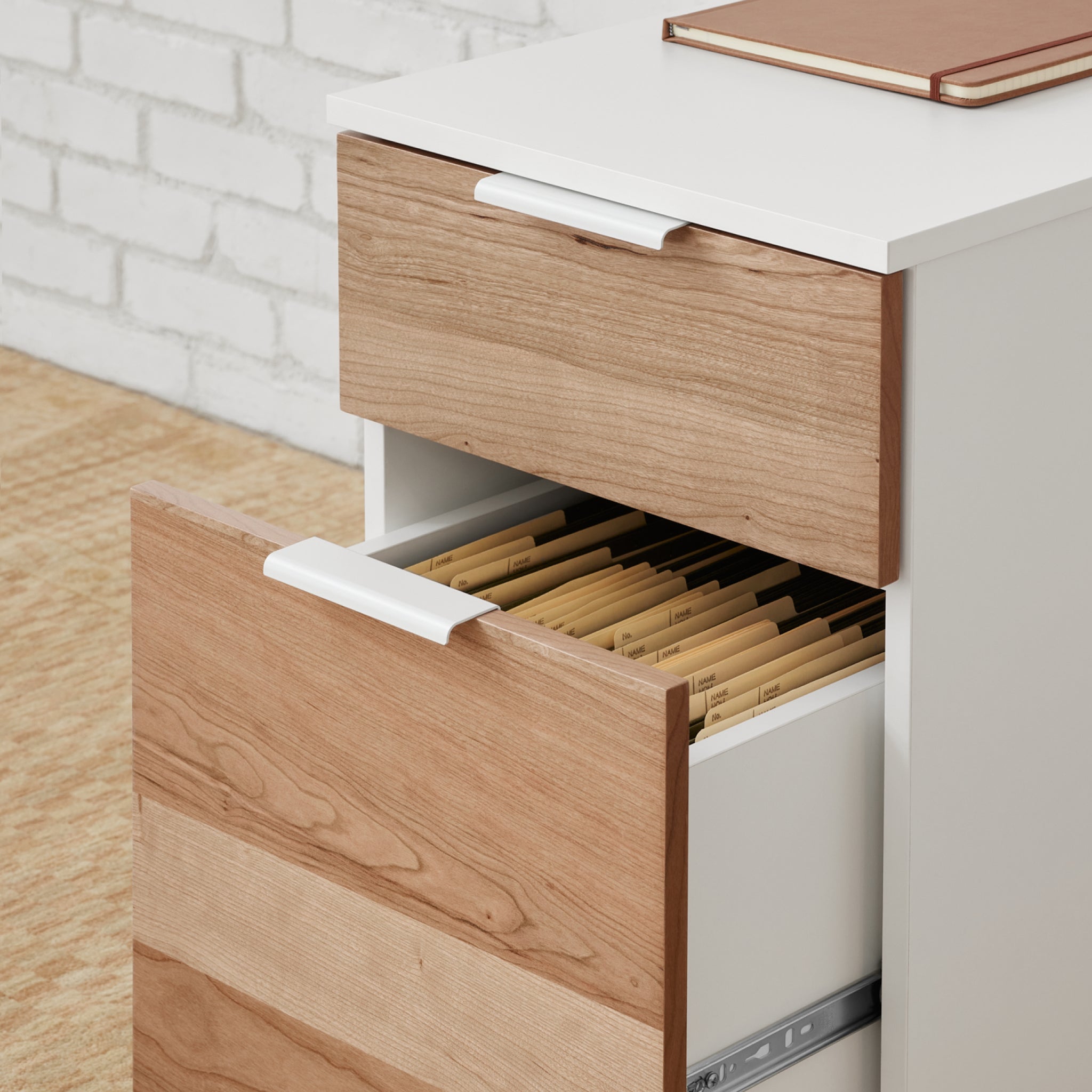 Neat Filing Cabinet - White-Cherrywood-None - Blanc-Cerisier-Aucun - White-Cherrywood-Wheels - Blanc-Cerisier-Roulettes