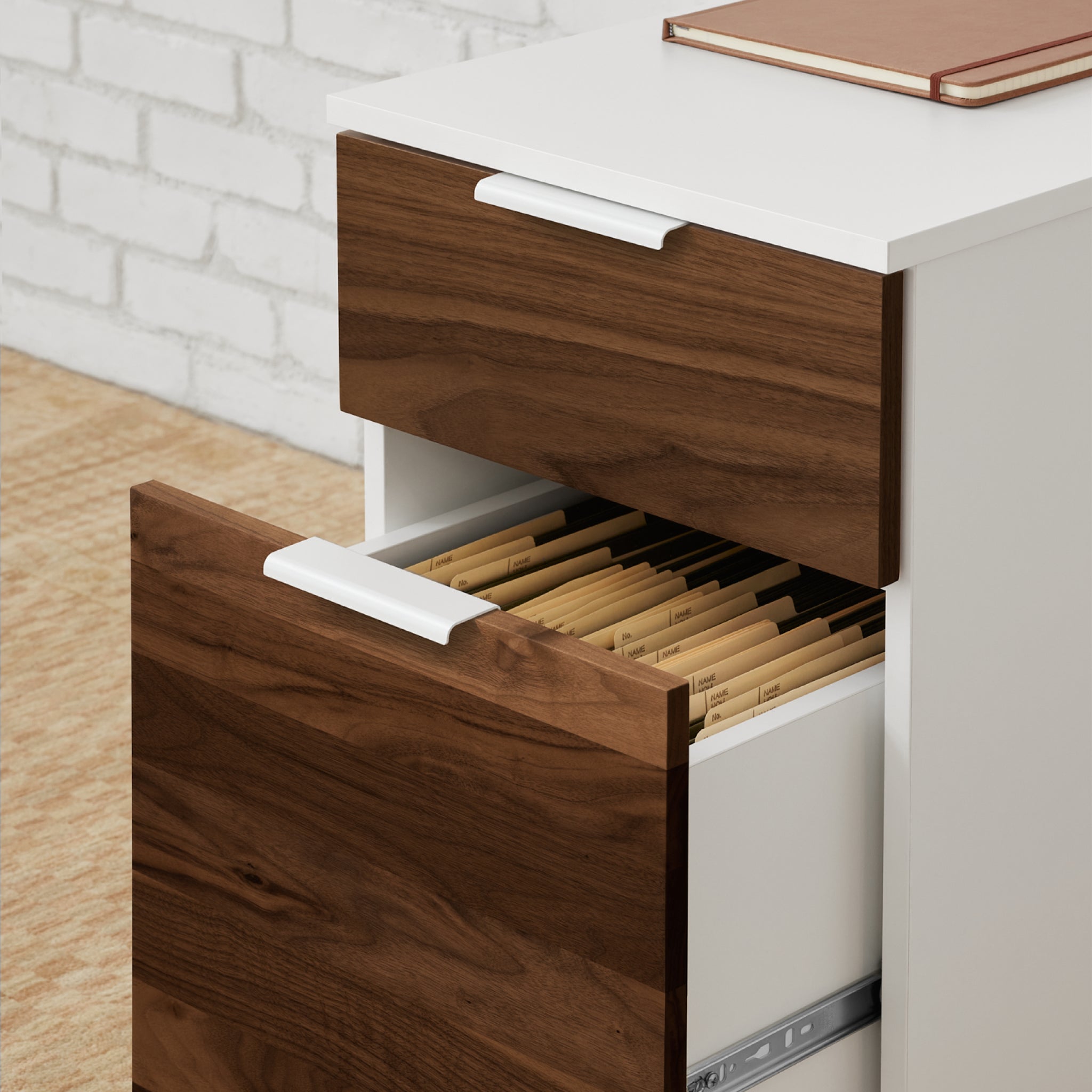 Neat Filing Cabinet - White-Walnut-None - Blanc-Noyer-Aucun - White-Walnut-Wheels - Blanc-Noyer-Roulettes