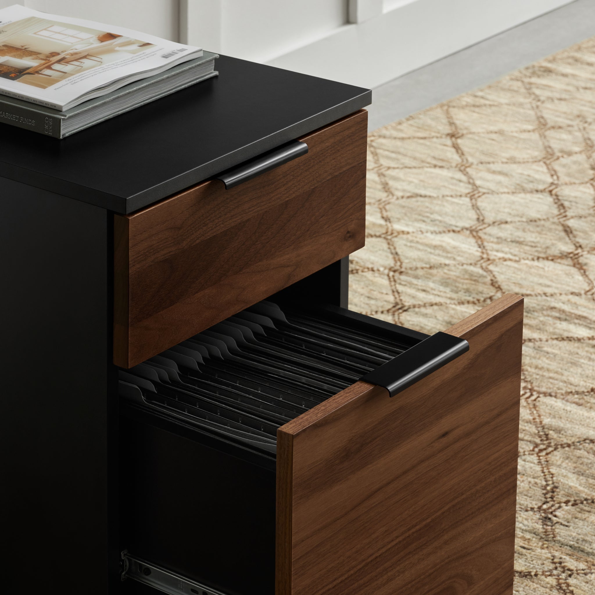 Neat Filing Cabinet - Black-Walnut-None - Noir-Noyer-Aucun - Black-Walnut-Wheels - Noir-Noyer-Roulettes
