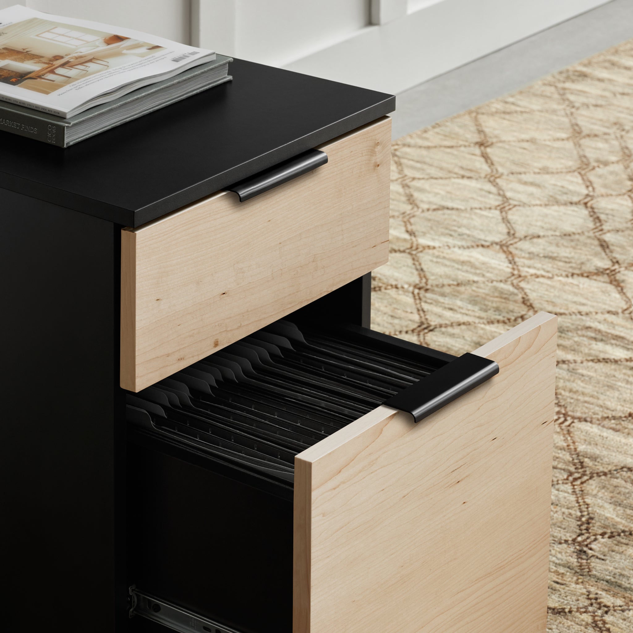 Neat Filing Cabinet - Black-Maple-None - Noir-Érable-Aucun - Black-Maple-Wheels - Noir-Érable-Roulettes