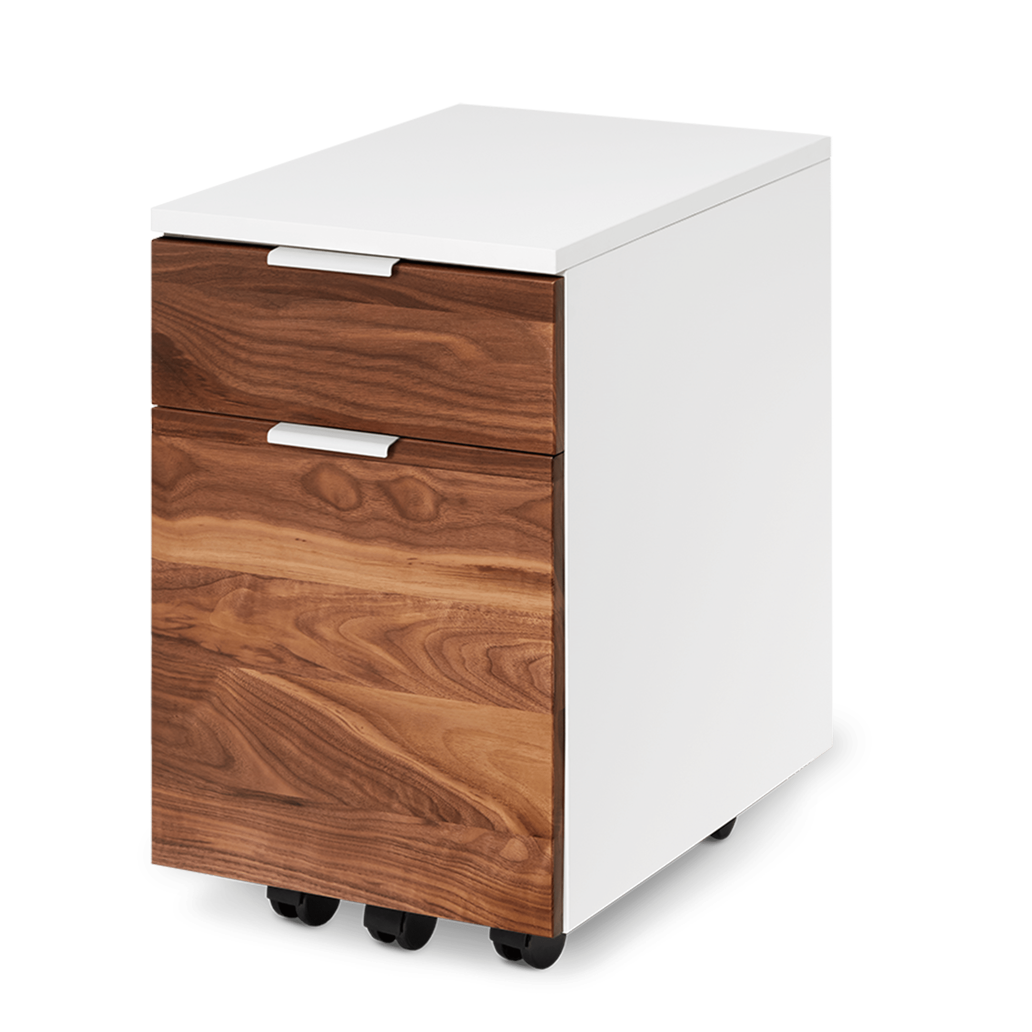 Neat Filing Cabinet - White-Walnut-Wheels - Blanc-Noyer-Roulettes