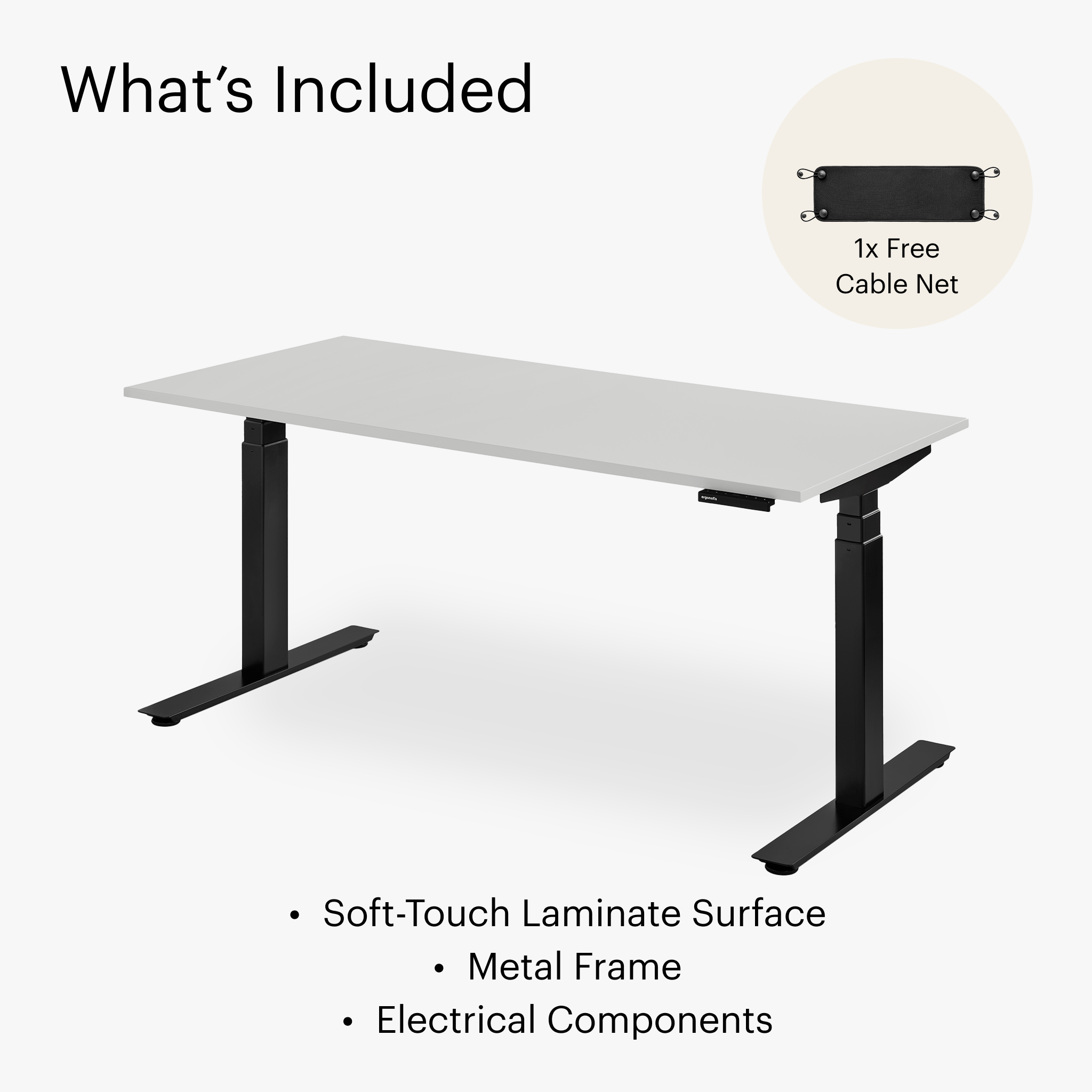 Shift Standing Desk - Pale Grey/Black - Gris Clair/Noir