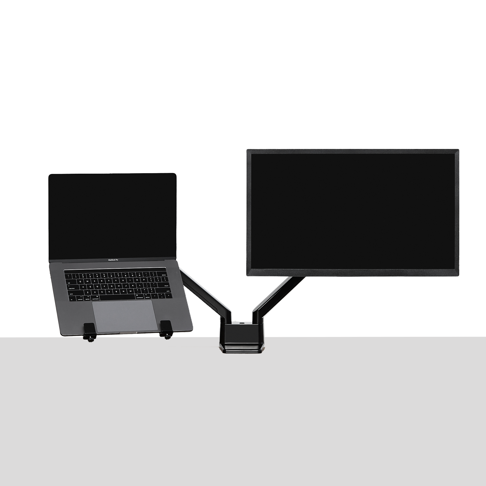 Double Monitor Arm - Black/Dual/Laptop Tray - Noir/Double/Support à portable