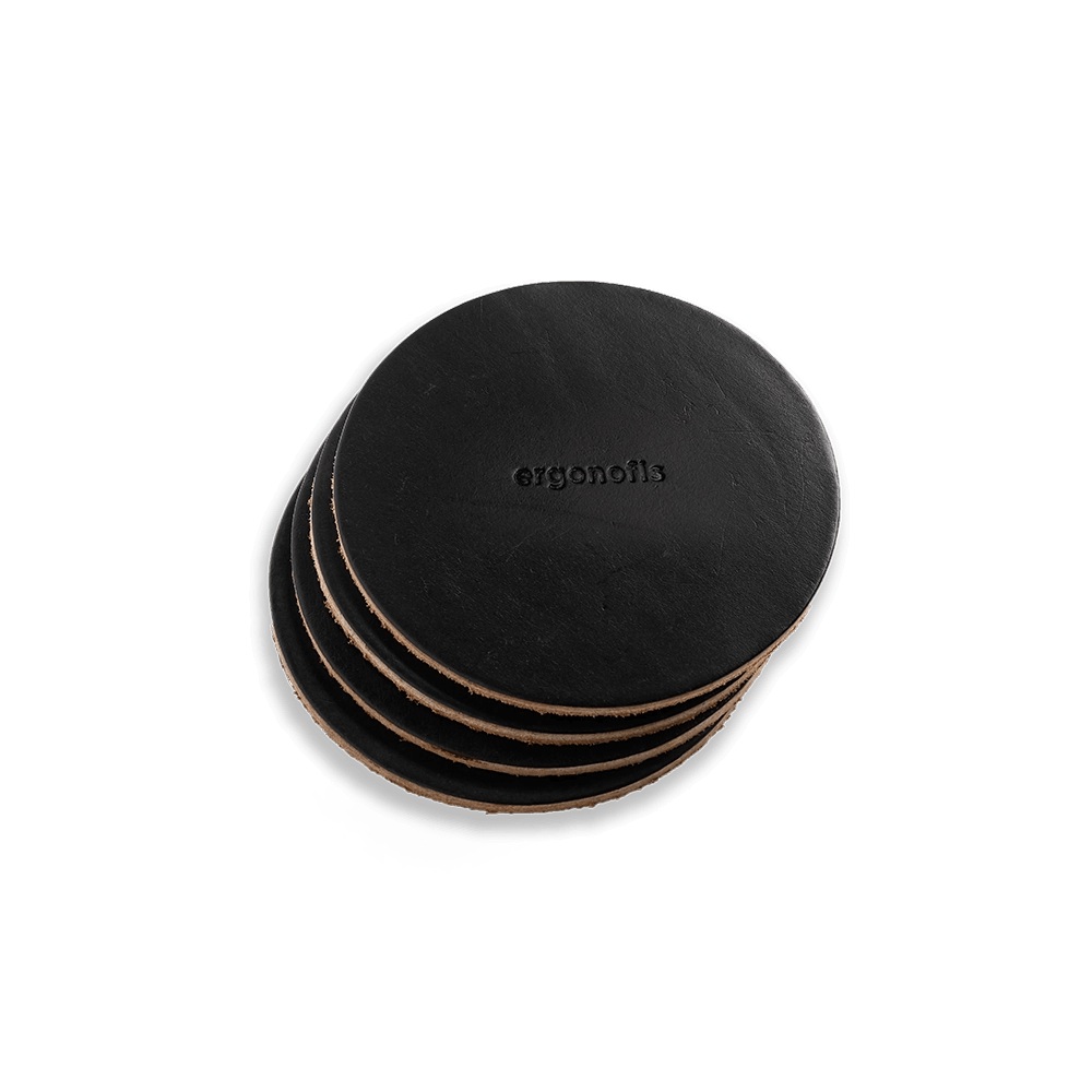 Ergonofis - Leather Coasters - Black - Noir