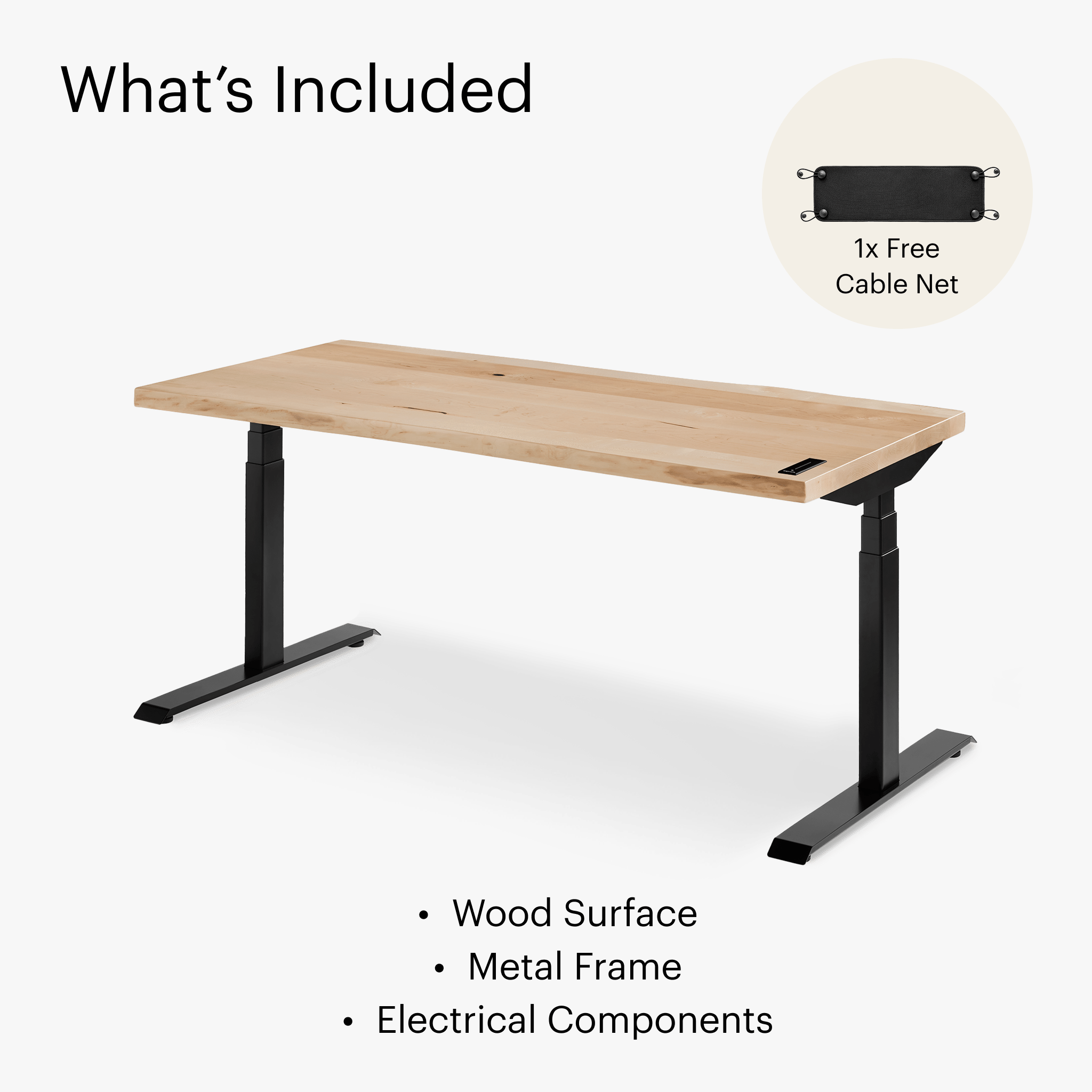 Alive Standing Desk - Maple/Black - Érable/Noir