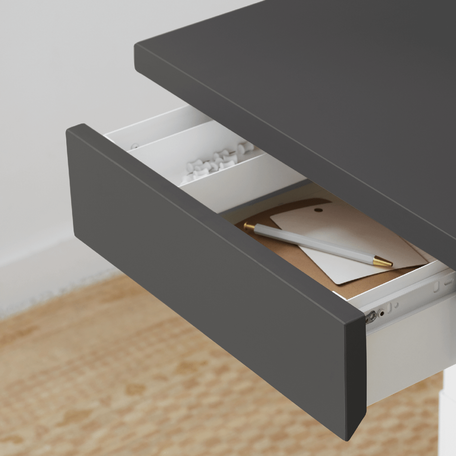 Desk Drawer - White-Graphite Grey - Blanc-Gris Graphite