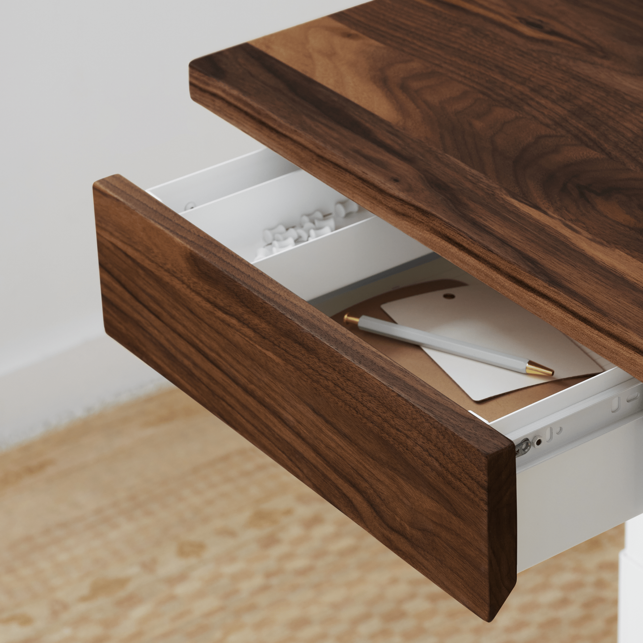 Desk Drawer - White-Walnut - Blanc-Noyer