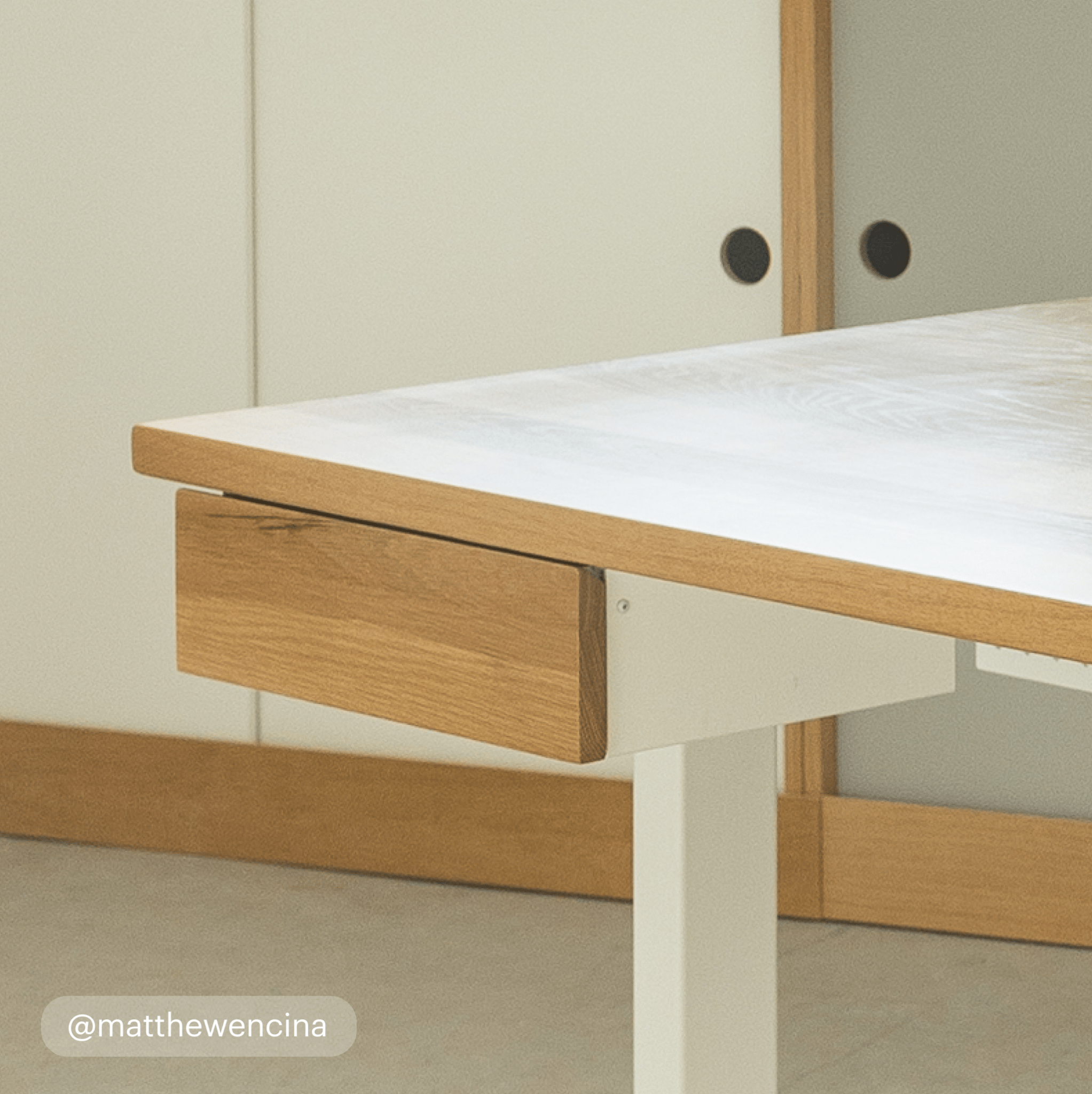 Desk Drawer - White-White_Oak - Blanc-Chêne_Blanc - Black-White_Oak - Noir-Chêne_Blanc