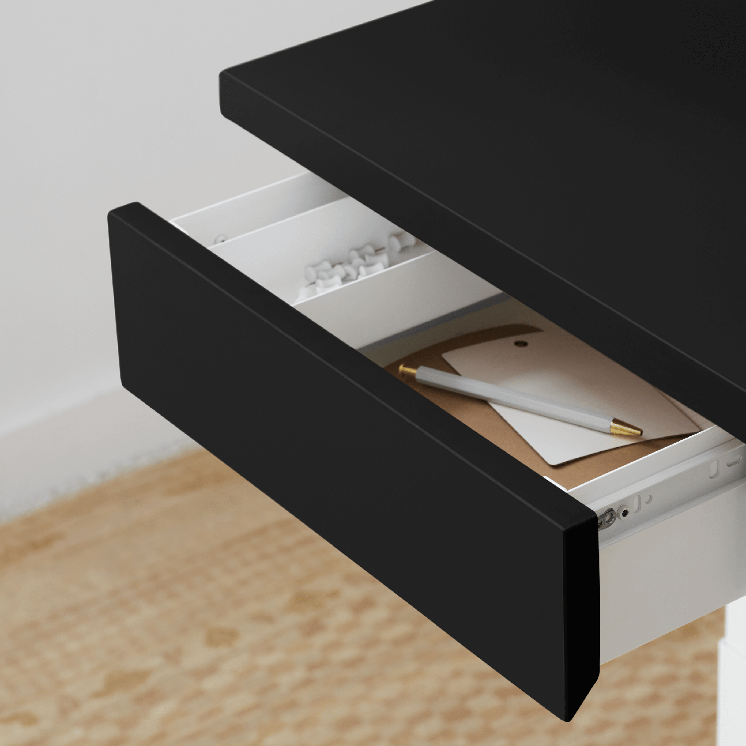 Desk Drawer - White-Deep Black - Blanc-Noir Profond