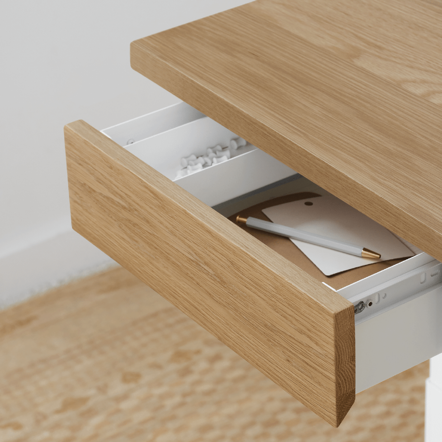 Desk Drawer - White-White Oak - Blanc-Chêne Blanc