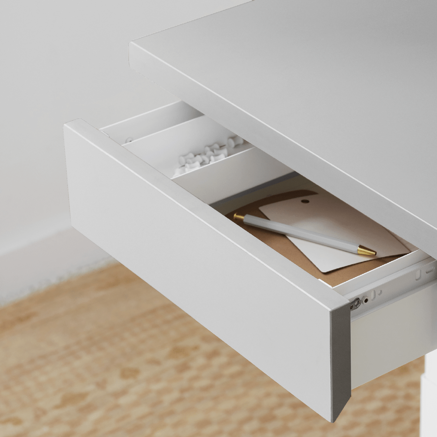 Desk Drawer - White-Pale Grey - Blanc-Gris Clair