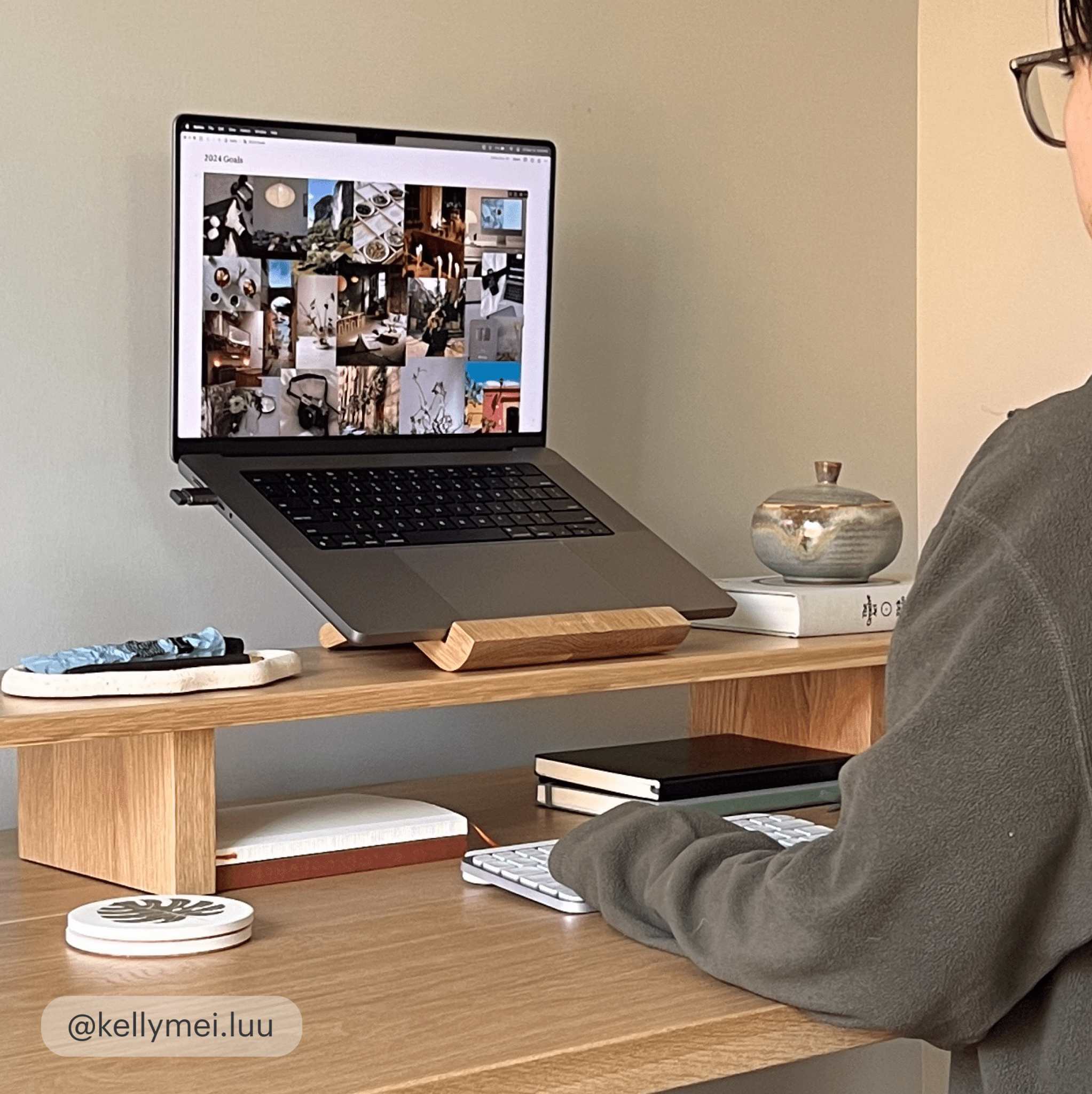 Fold Laptop Stand - White Oak - Chêne Blanc