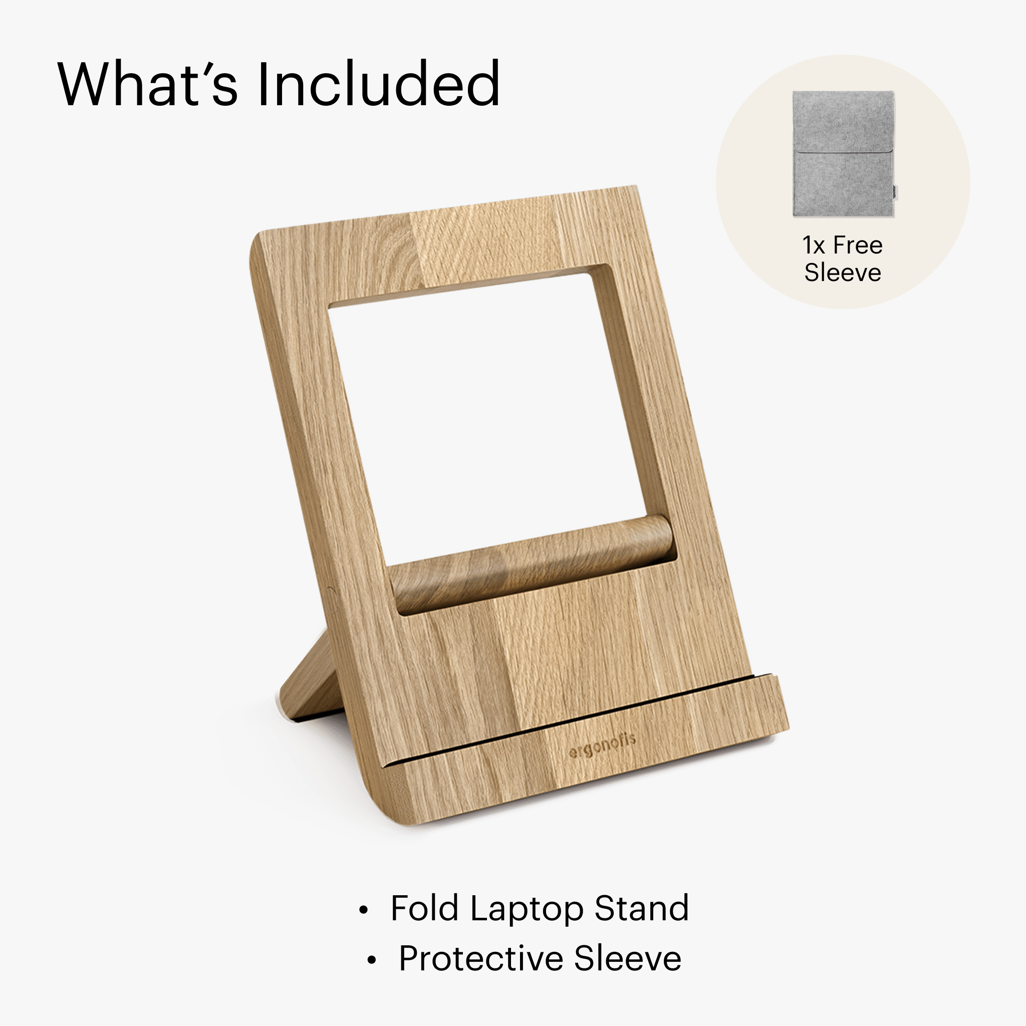 Fold Laptop Stand - White Oak - Chêne Blanc
