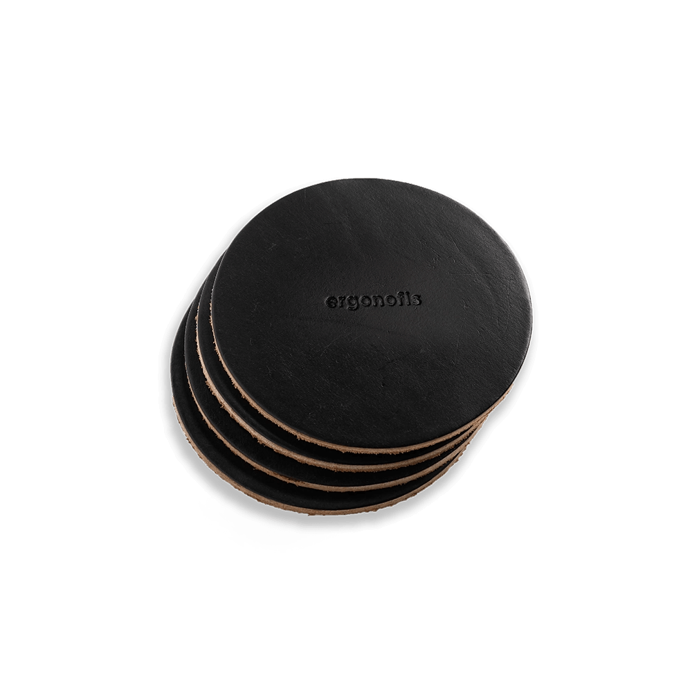 Ergonofis - Leather Coasters - Black - Noir