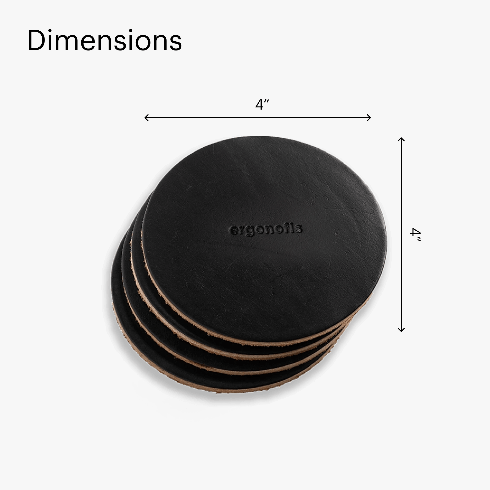 Ergonofis - Leather Coasters - Black - Noir