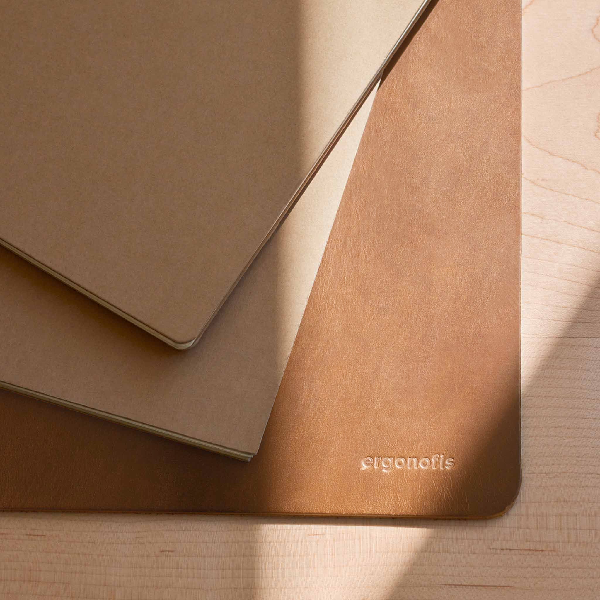 Leather Desk Pad - Hazelnut - Brun