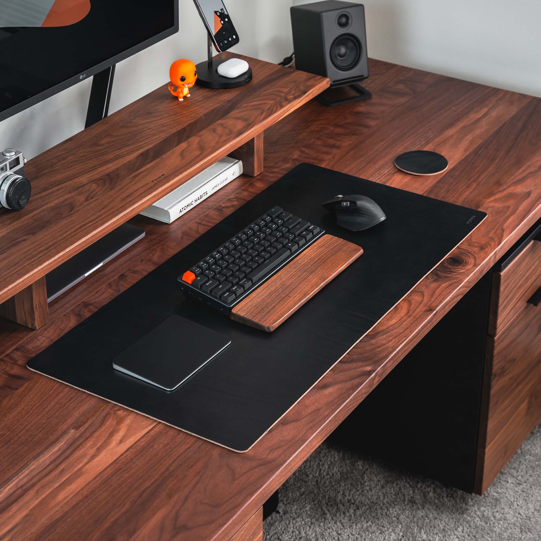 Leather Desk Pad - Black - Noir