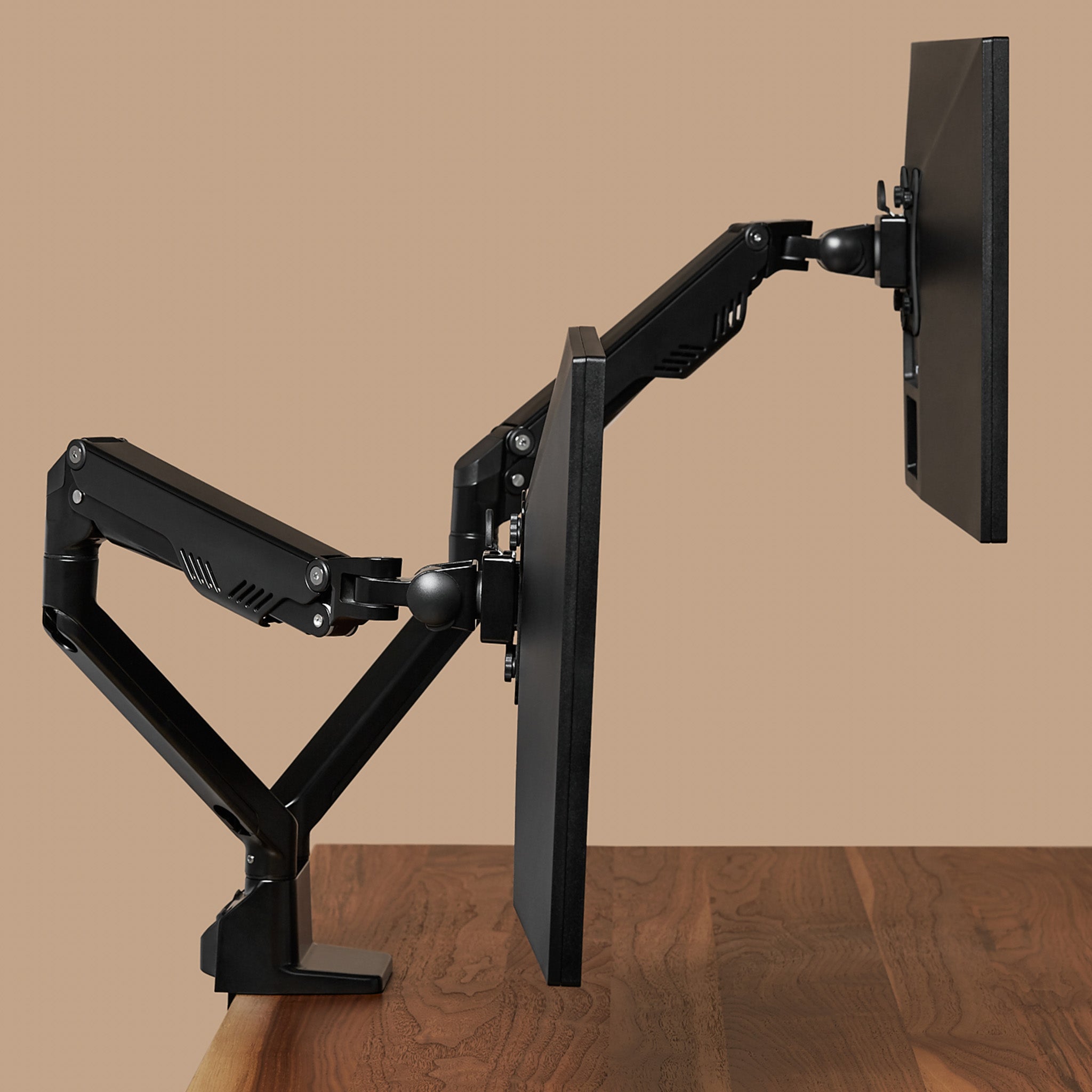 Double Monitor Arm - Black-Dual-None - Noir-Double-Aucun