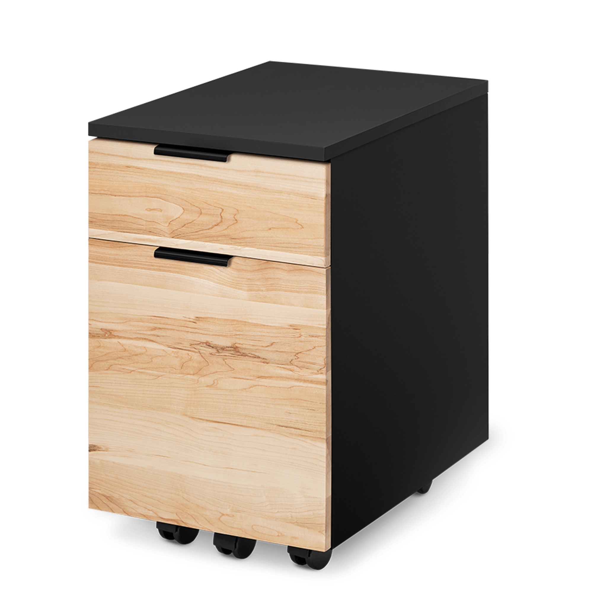 Neat Filing Cabinet - Black-Maple-Wheels - Noir-Érable-Roulettes