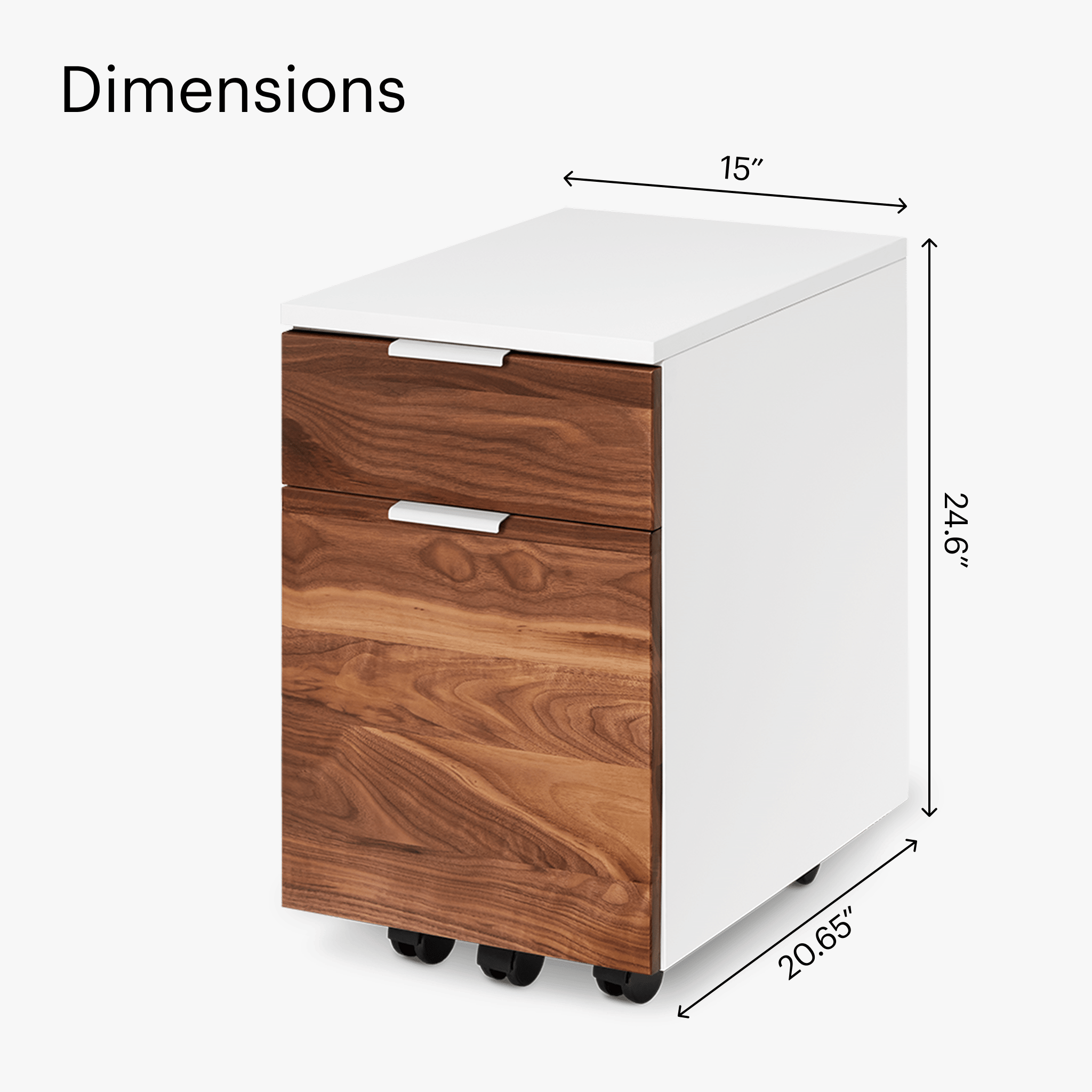 Neat Filing Cabinet - White-Walnut-Wheels - Blanc-Noyer-Roulettes