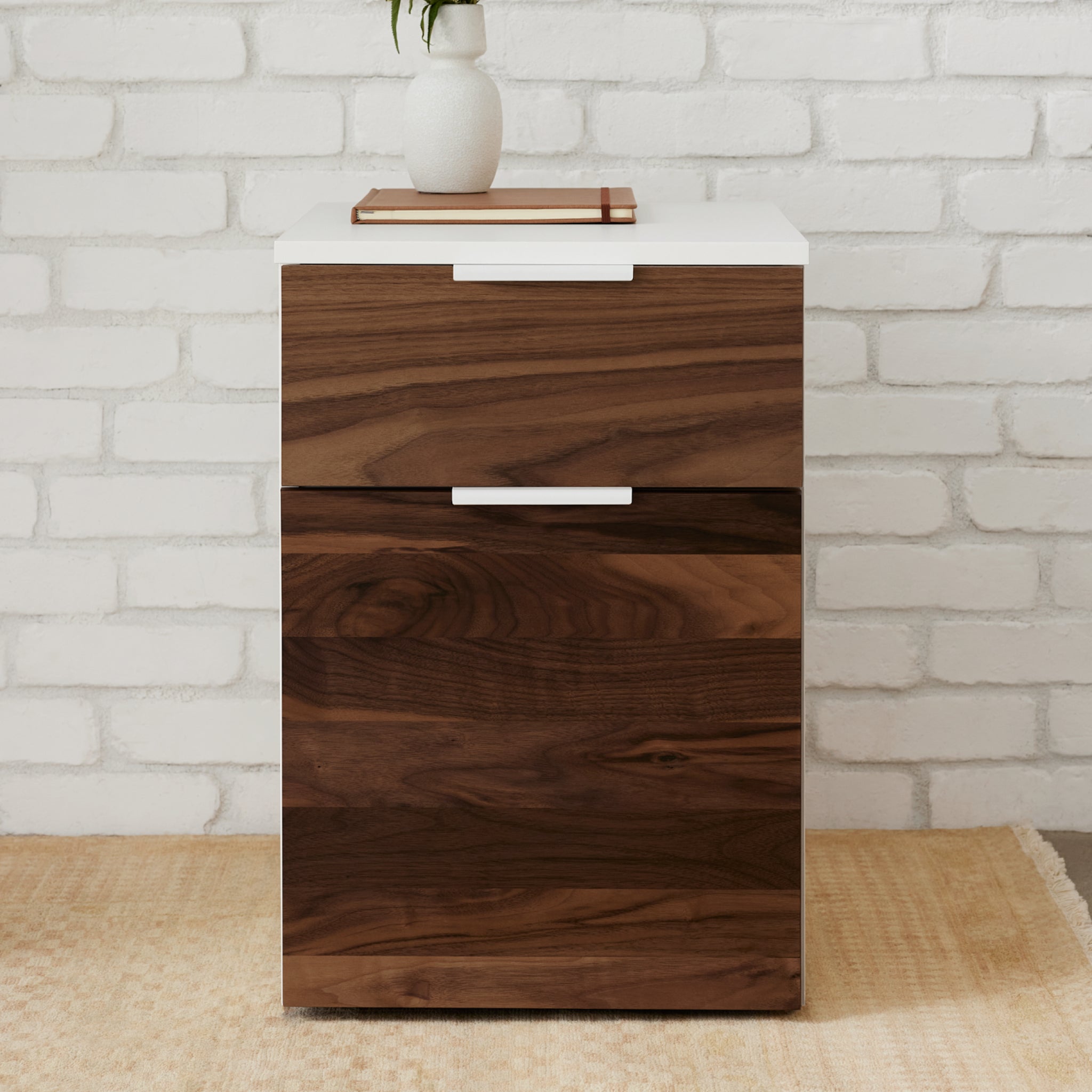 Neat Filing Cabinet - White-Walnut-None - Blanc-Noyer-Aucun