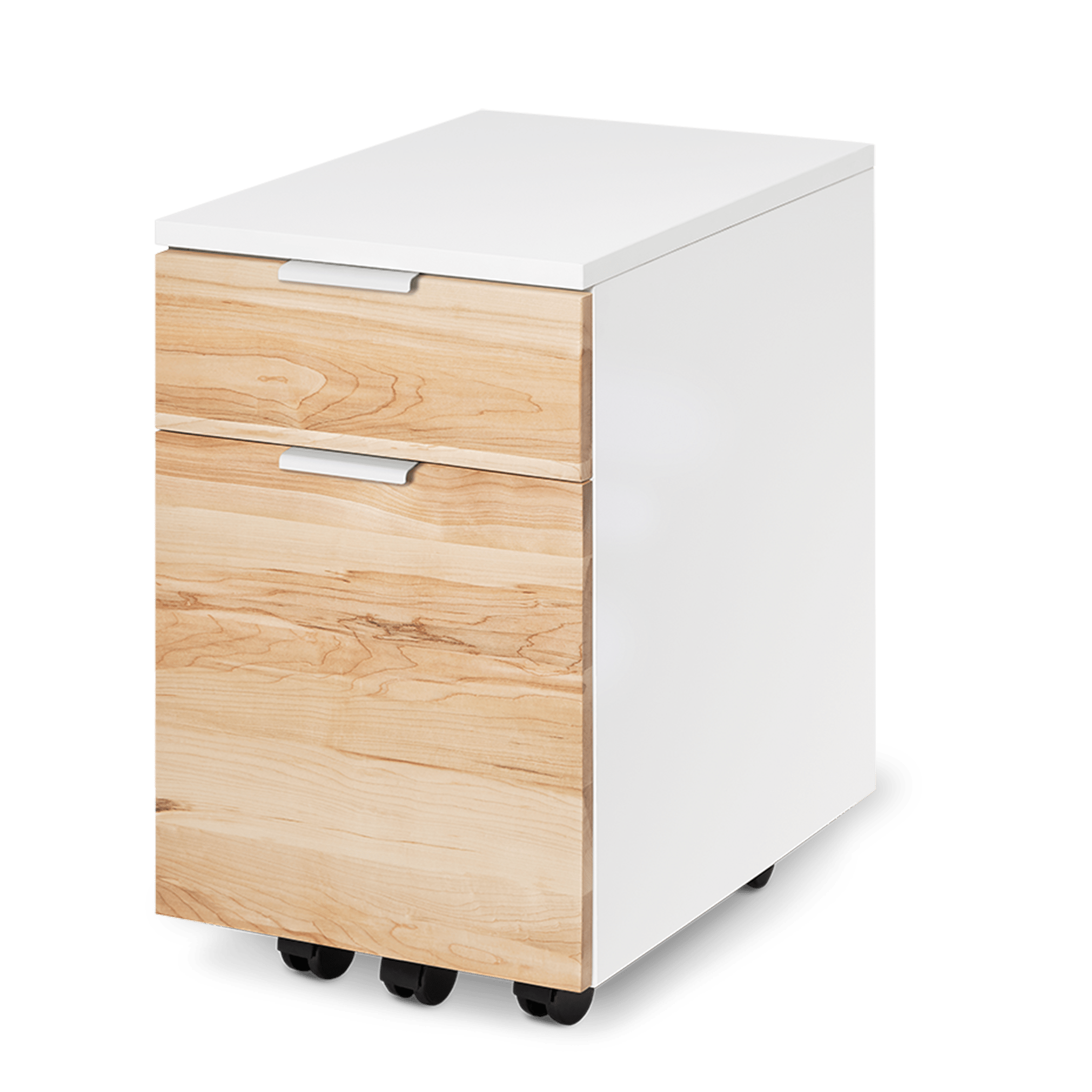 Neat Filing Cabinet - White-Maple-Wheels - Blanc-Érable-Roulettes