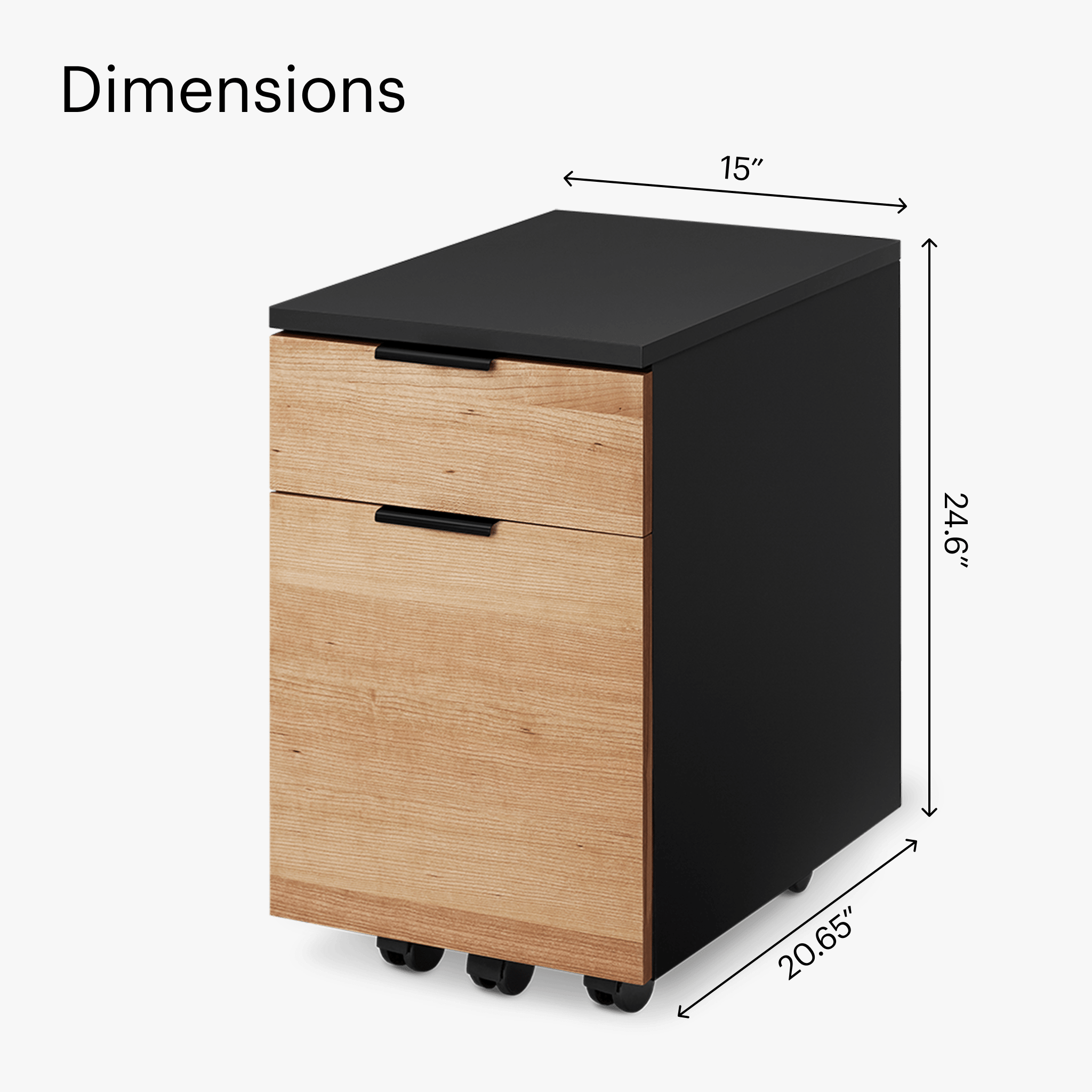 Neat Filing Cabinet - Black-Cherrywood-Wheels - Noir-Cerisier-Roulettes