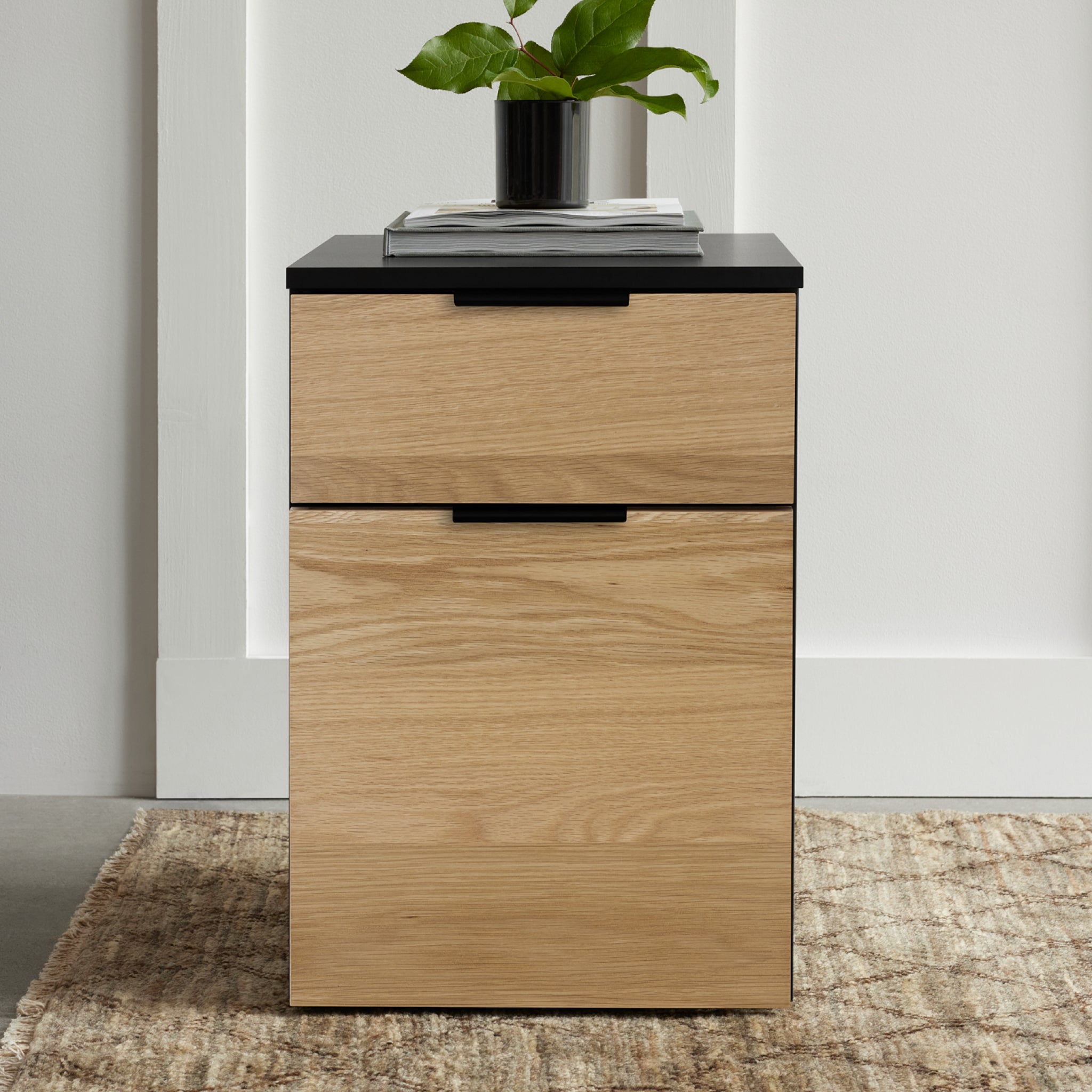 Neat Filing Cabinet - Black-White Oak-None - Noir-Chêne Blanc-Aucun