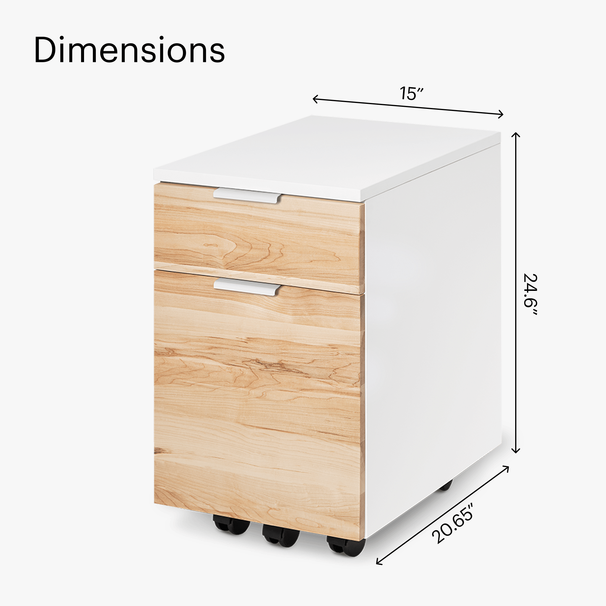 Neat Filing Cabinet - White-Maple-Wheels - Blanc-Érable-Roulettes