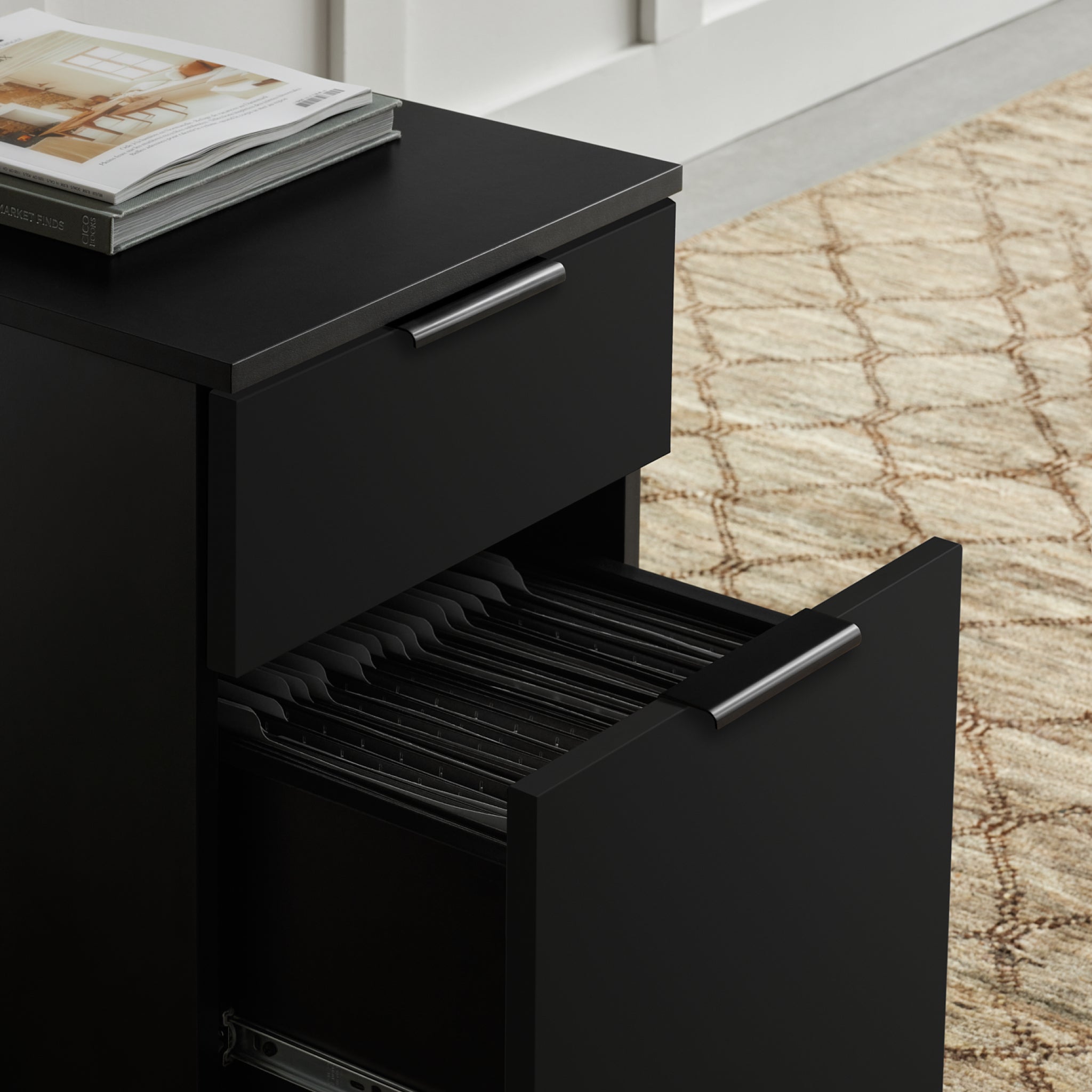 Neat Filing Cabinet - Black-Black-None - Noir-Noir-Aucun - Black-Black-Wheels - Noir-Noir-Roulettes