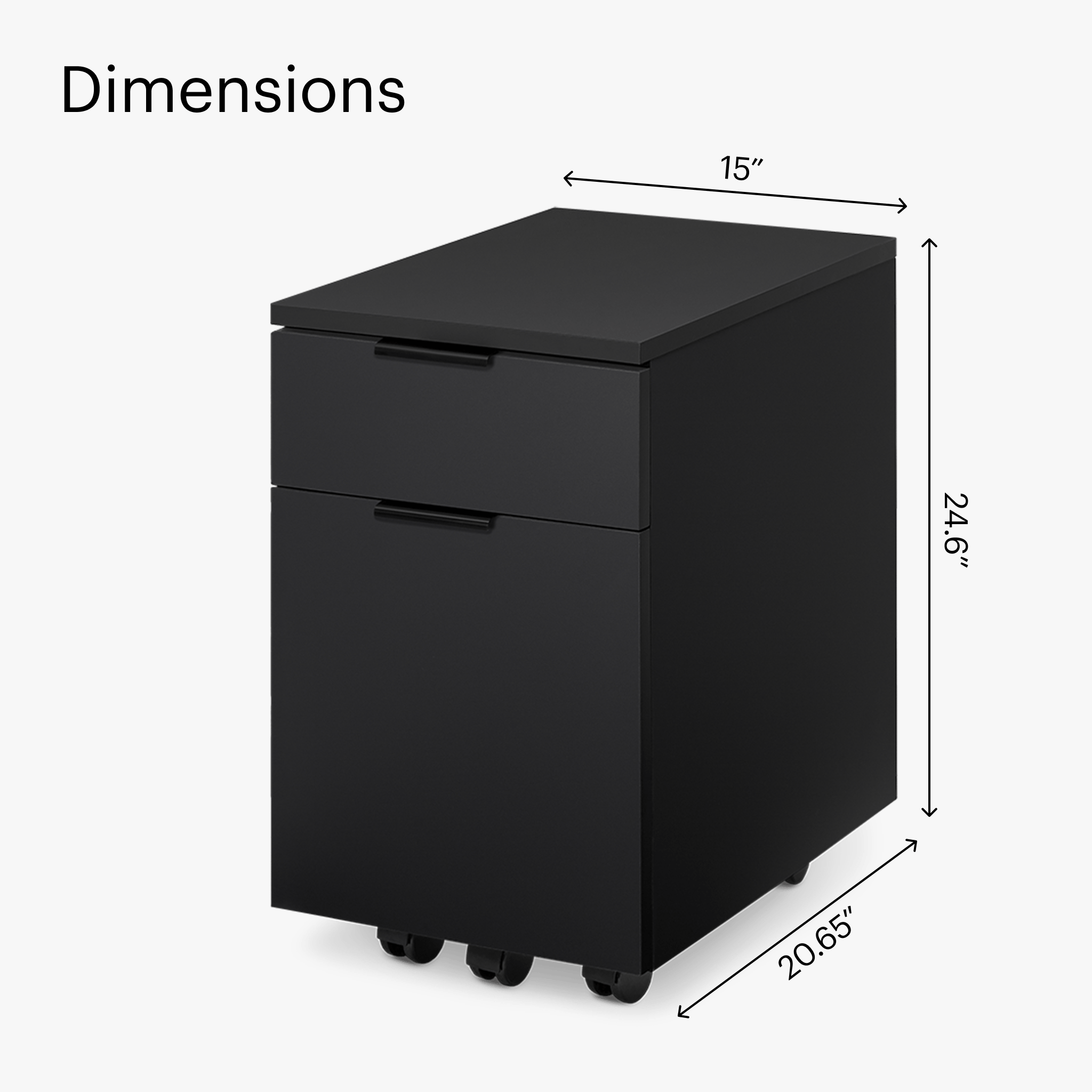Neat Filing Cabinet - Black-Black-Wheels - Noir-Noir-Roulettes