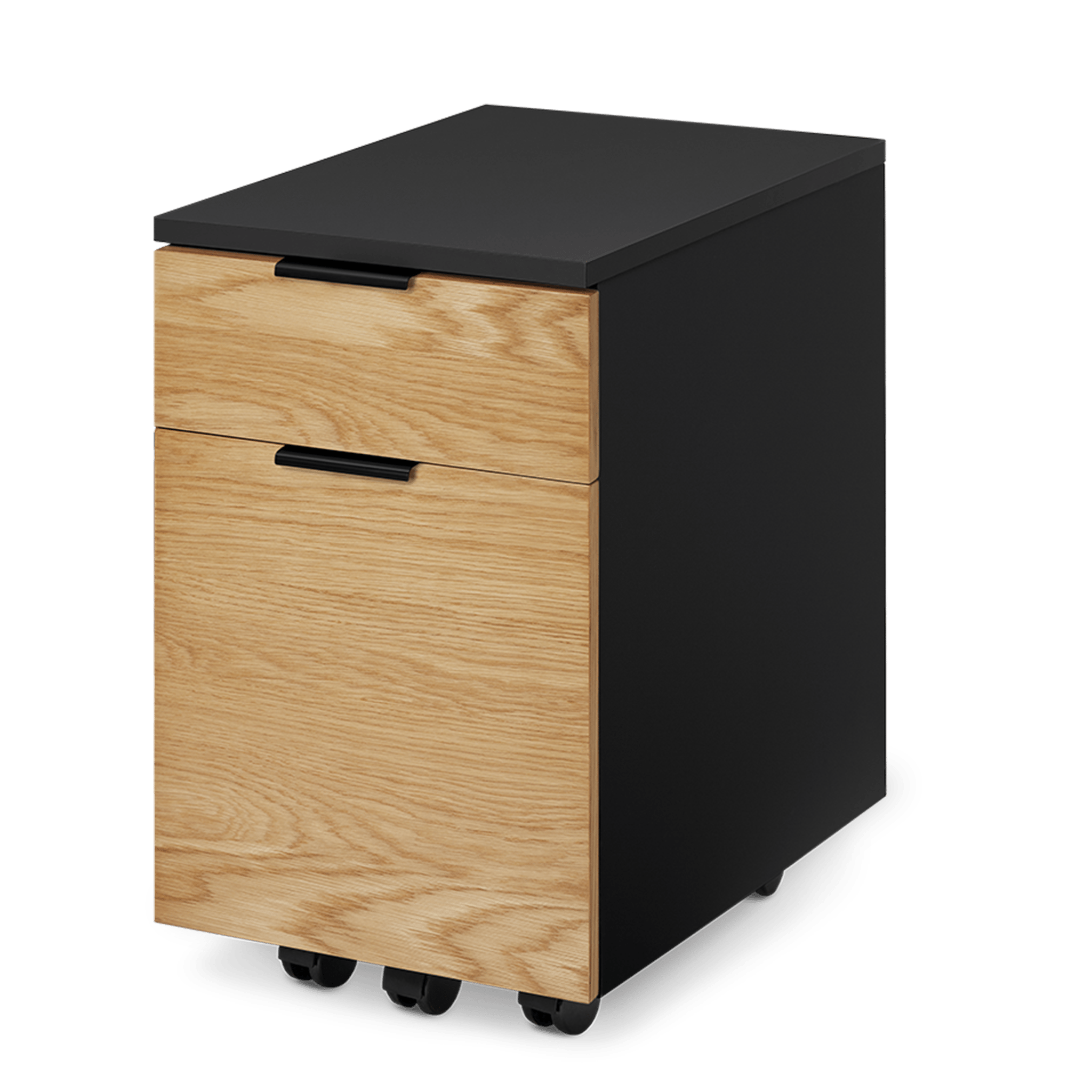 Neat Filing Cabinet - Black-White Oak-Wheels - Noir-Chêne Blanc-Roulettes