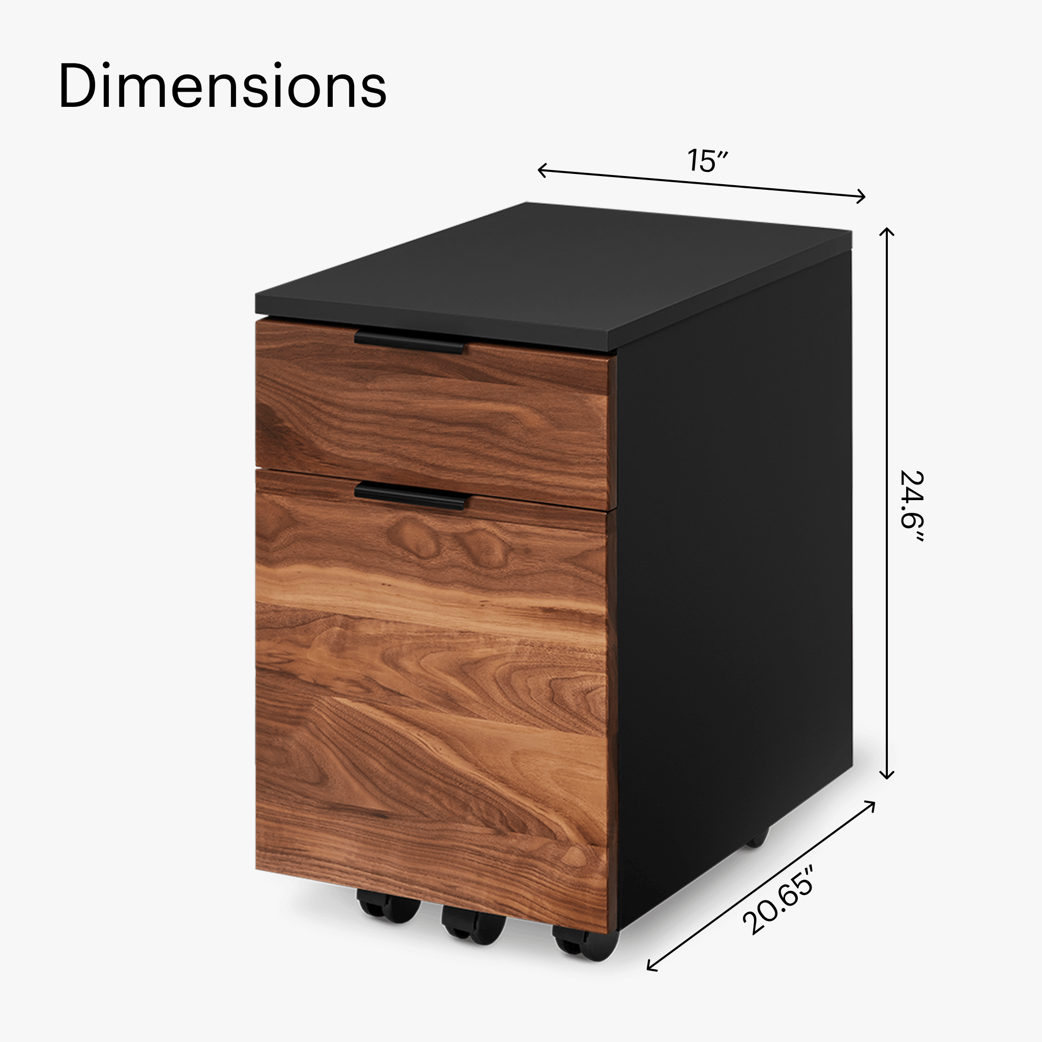 Neat Filing Cabinet - Black-Walnut-Wheels - Noir-Noyer-Roulettes