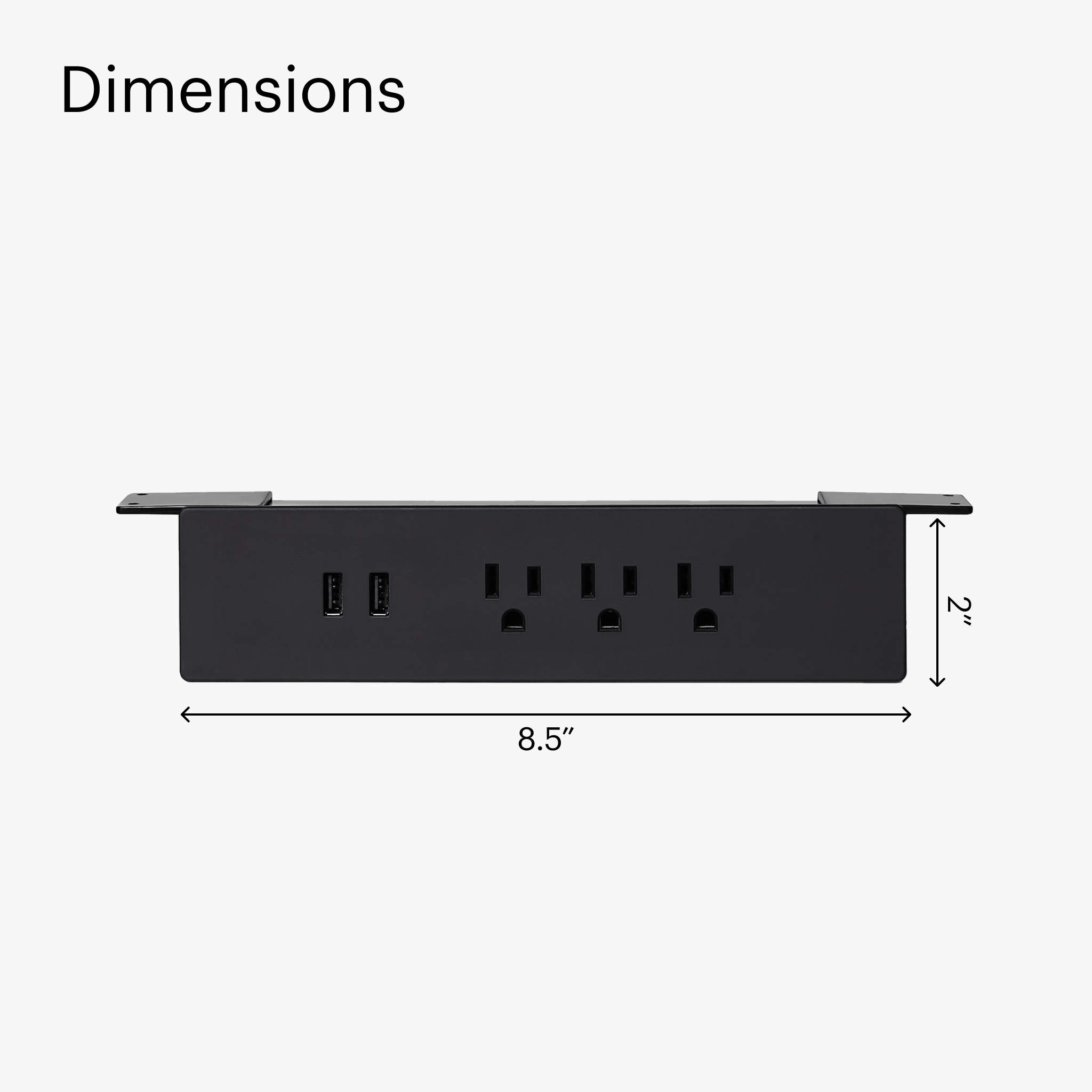 Under Desk Power Bar - Black-Under_Desk - Noire-Sous_bureau - first-image