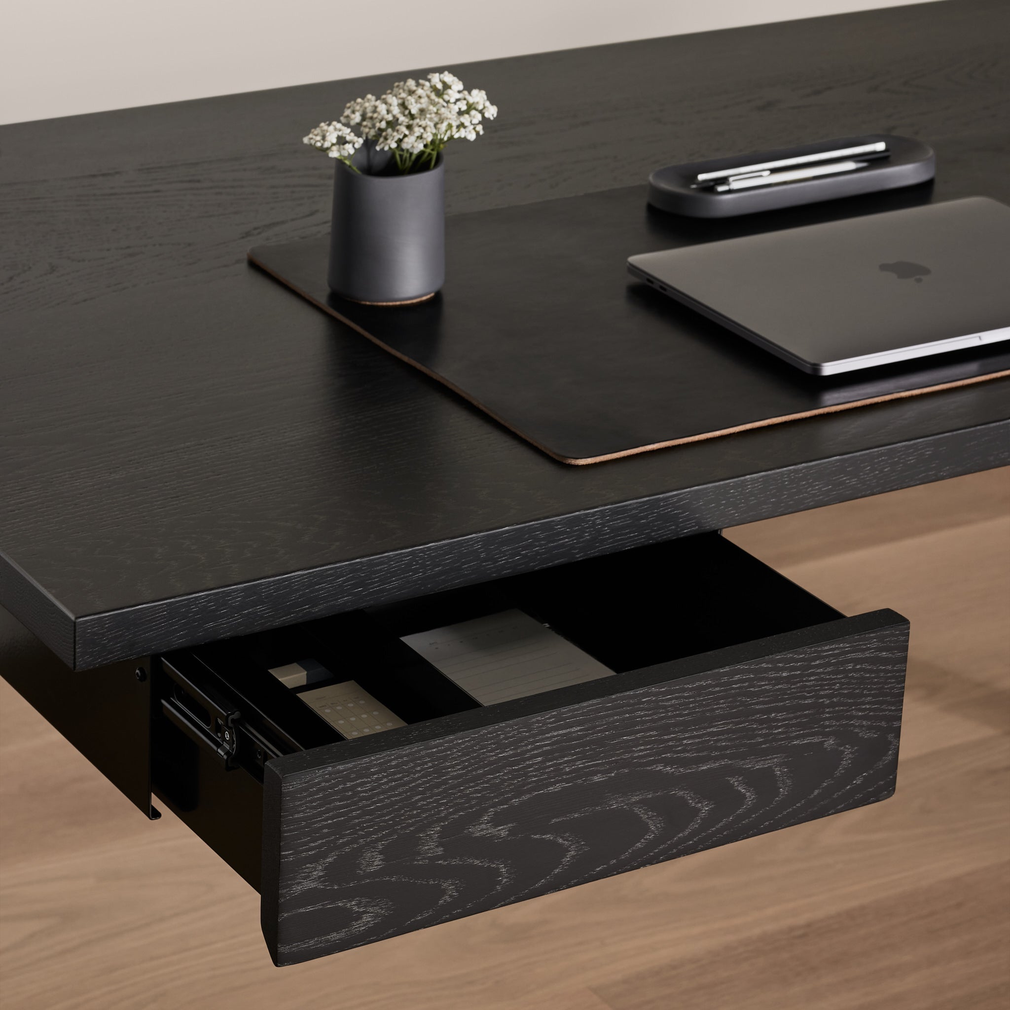 Desk Drawer - Black-Black Oak - Noir-Chêne noir