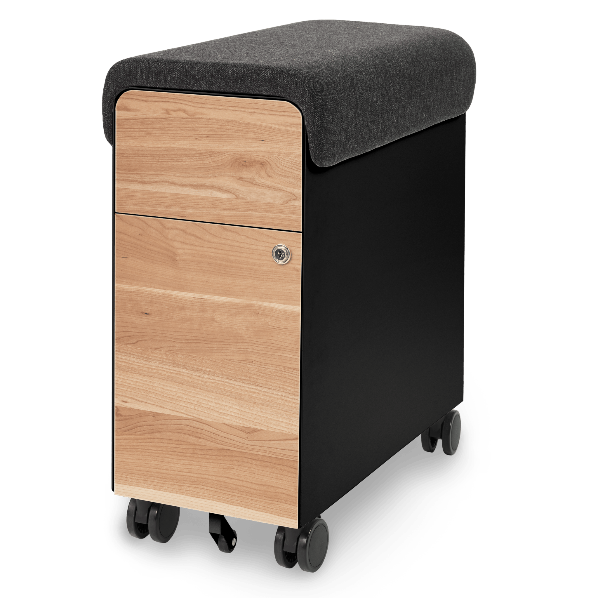 Tidy Filing Cabinet - Black-Cherrywood-Dark_Grey_Cushion - Noir-Cerisier-Coussin_Gris_Foncé