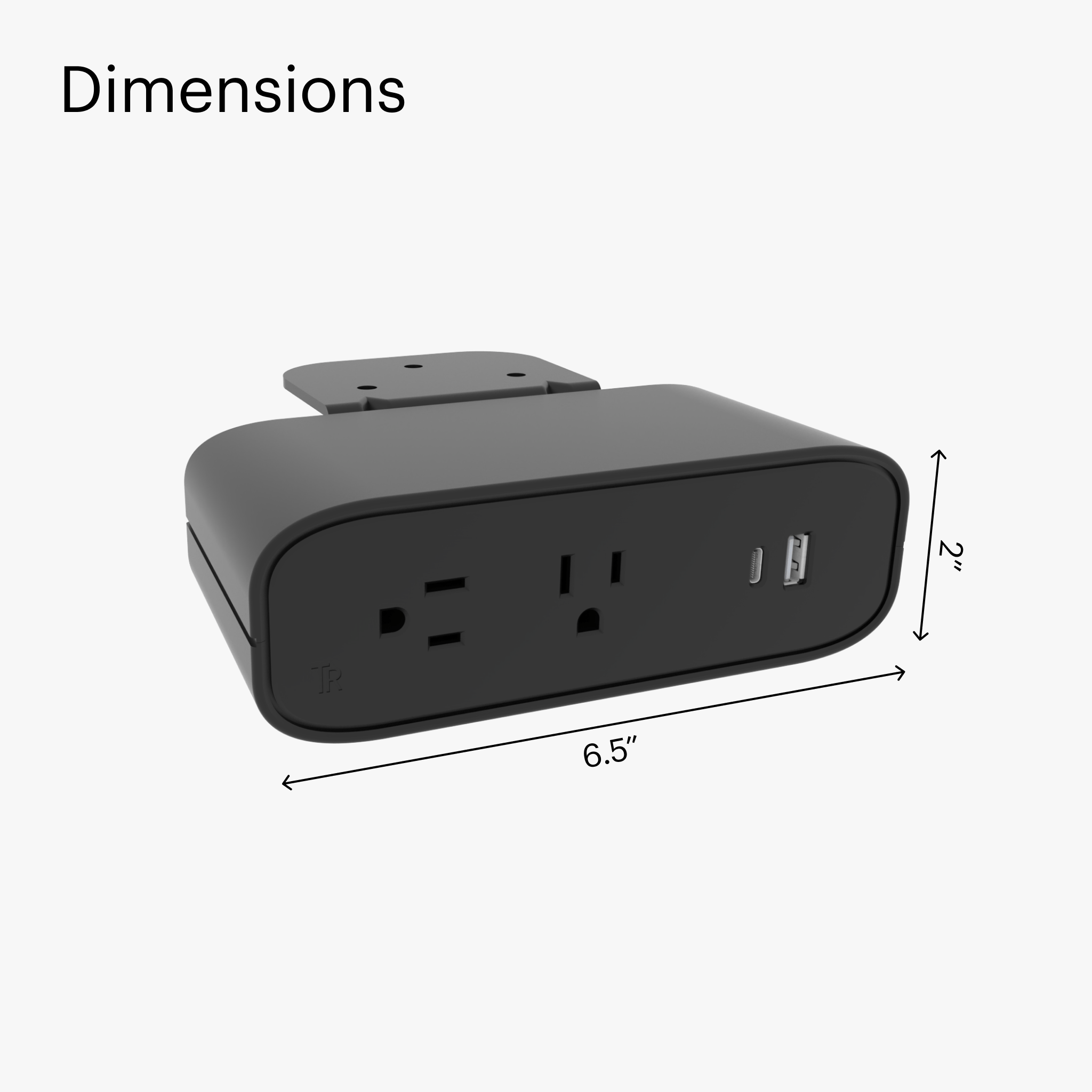 Under Desk USB-C Power Strip - Black-Under Desk - Noire-Sous bureau - first-image