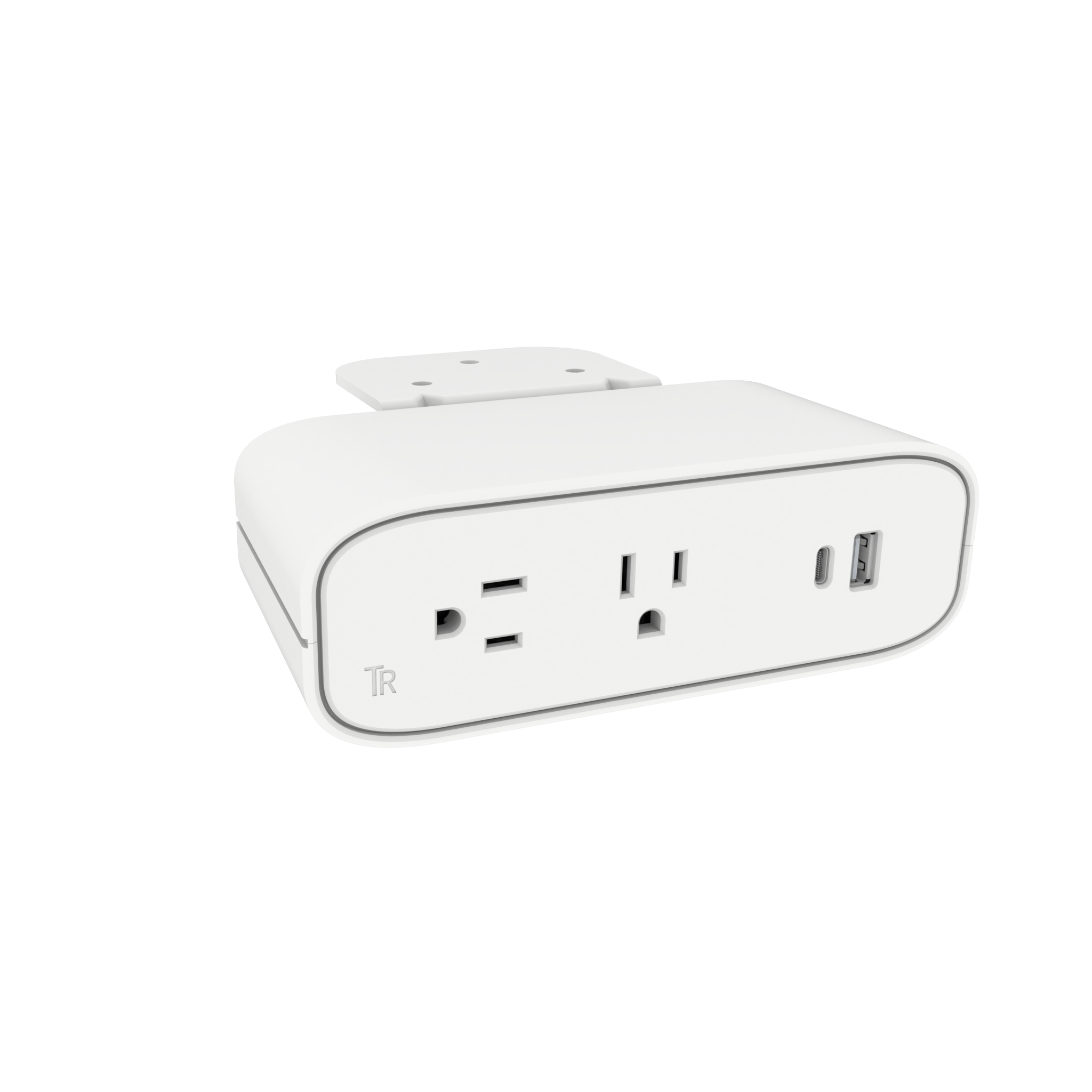 Under Desk USB-C Power Strip - White-Under Desk - Blanche-Sous bureau