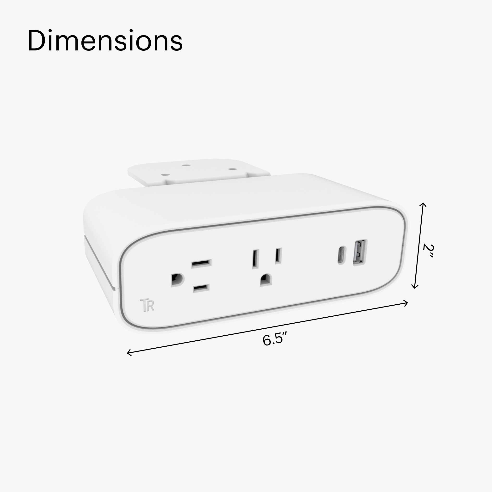 Under Desk USB-C Power Strip - White-Under Desk - Blanche-Sous bureau - first-image