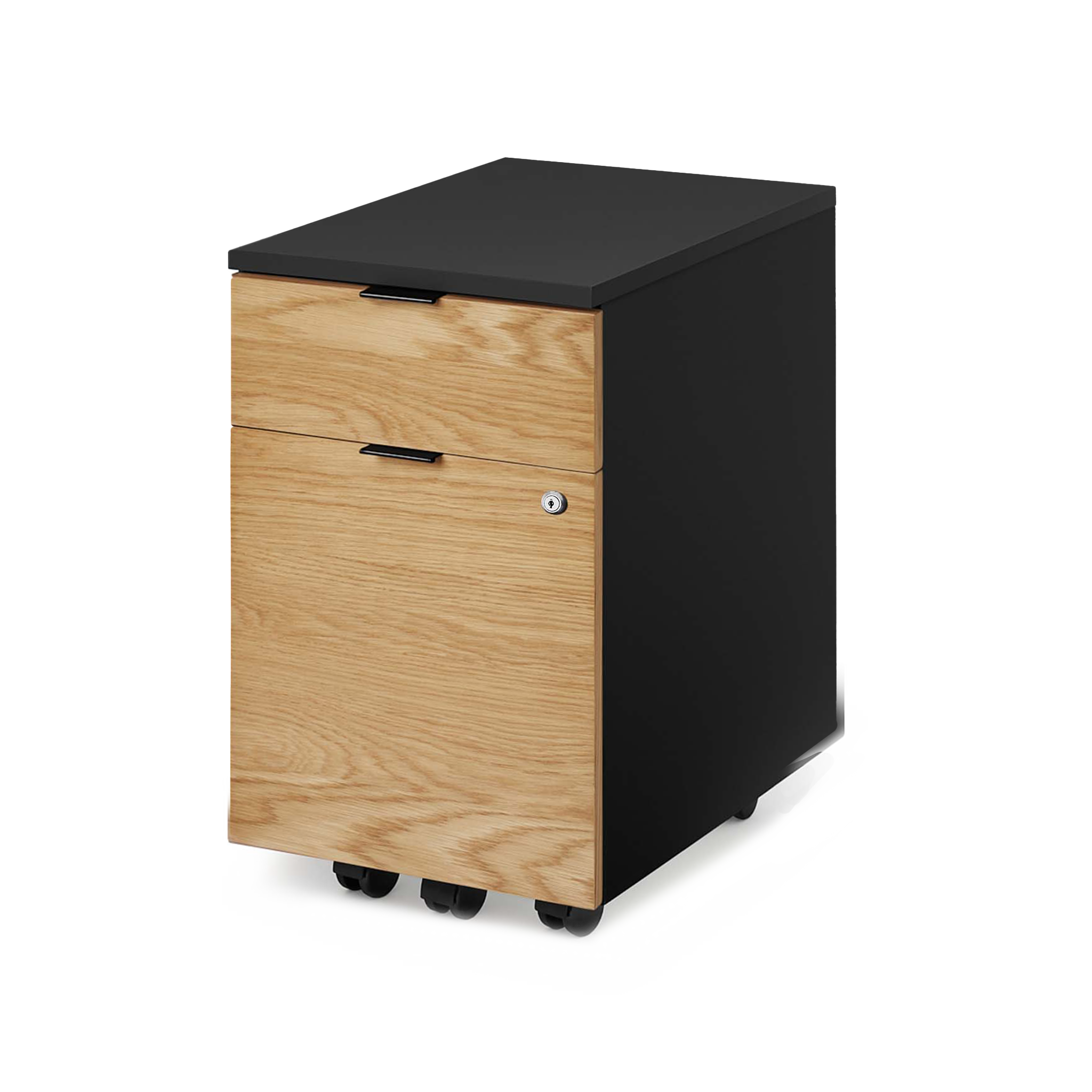 Neat Filing Cabinet - Cabinet-Color-Black/Front-Panels-White Oak - Cabinet-Color-Noir/Front-Panels-Chêne Blanc